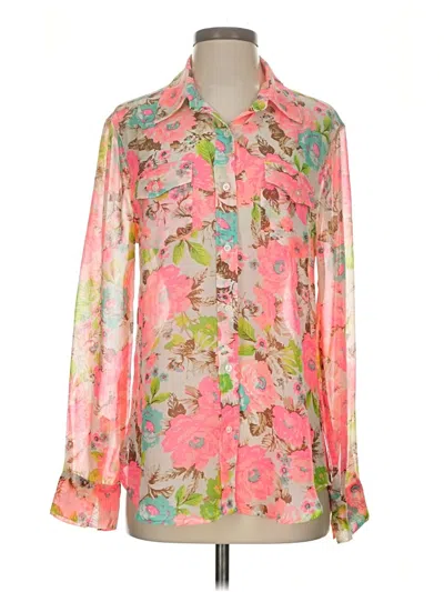 Pre-owned Dylan Long Sleeve Blouse In Pink