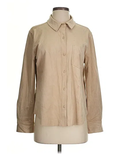 Pre-owned Dylan Long Sleeve Blouse In Tan