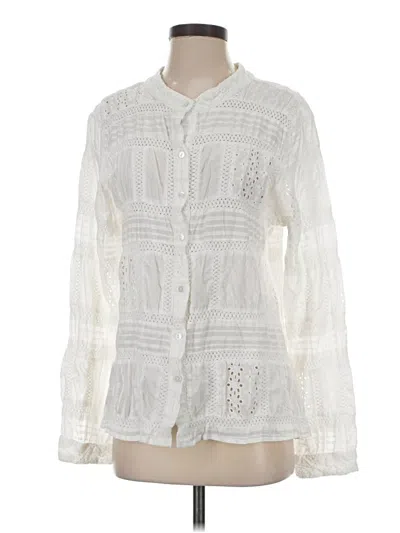 Pre-owned Dylan Long Sleeve Blouse In White