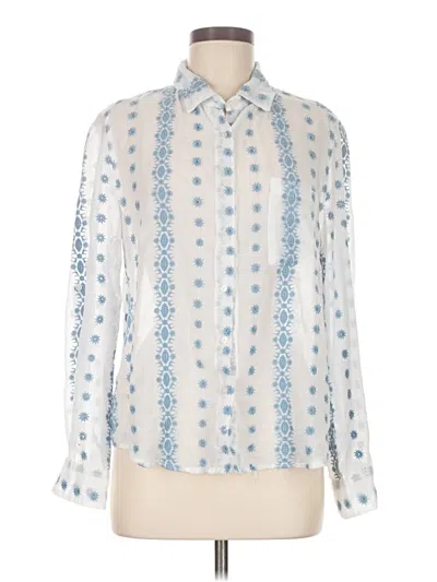 Pre-owned Dylan Long Sleeve Blouse In White
