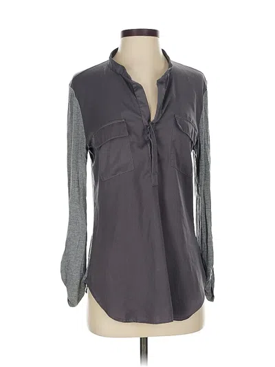 Pre-owned Dylan Long Sleeve Henley Shirt In Gray