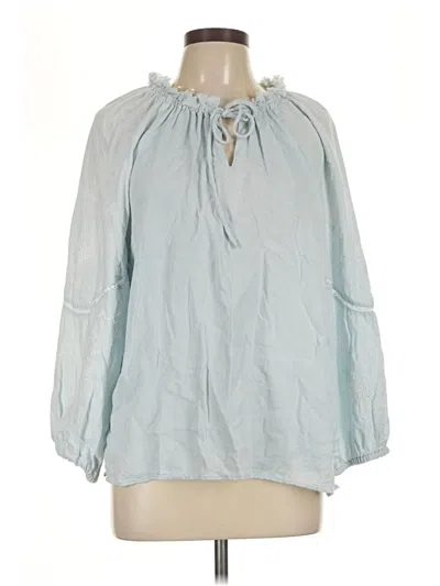 Pre-owned Dylan Long Sleeve Top Blue Tie Neck Tops