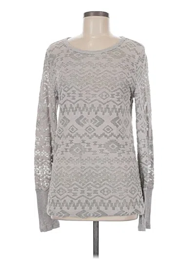 Pre-owned Dylan Long Sleeve Top Gray Crew Neck Tops
