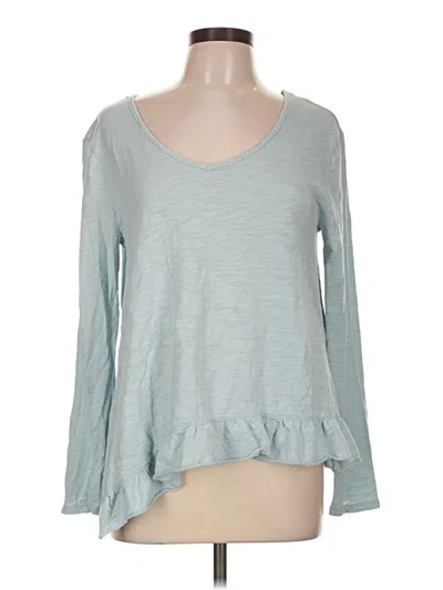Pre-owned Dylan Long Sleeve Top Gray Scoop Neck Tops