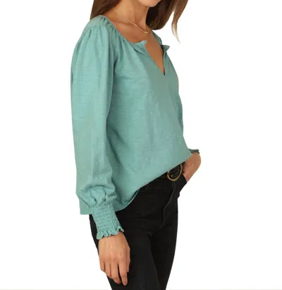 Dylan L/s Smock Sleeve Blouse In Peacock In Green