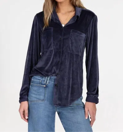 Dylan Maeve Knit Corduroy Shirt In Navy In Blue