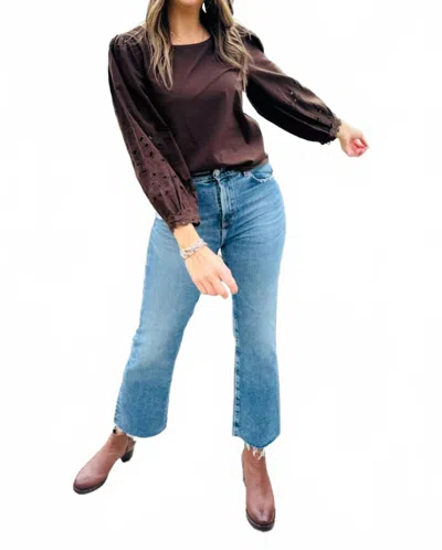 Dylan Maisie Cutwork Top In Brown In Burgundy