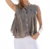 Dylan Malia Eyelet Tank In Olive In Gray