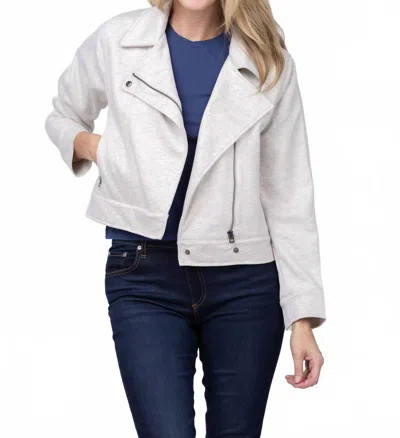 Dylan Mason Knit Bomber Jacket In Natural In White