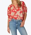 Dylan Mia Floral Blouse In Red In Red