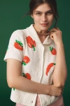 Dylan Mierzwinski Short-sleeve Collared Cardigan Sweater In Red