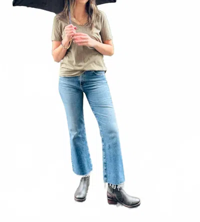 Dylan Paige Deep V-tee In Olive In Blue