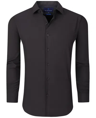 Dylan Park Men's Geometric Performance Stretch Button Down Dress Shirt In Black
