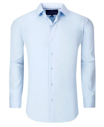 Dylan Park Men's Geometric Performance Stretch Button Down Dress Shirt In Light Blue