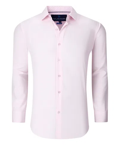 Dylan Park Men's Geometric Performance Stretch Button Down Dress Shirt In Pink