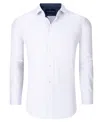 Dylan Park Men's Geometric Performance Stretch Button Down Dress Shirt In White