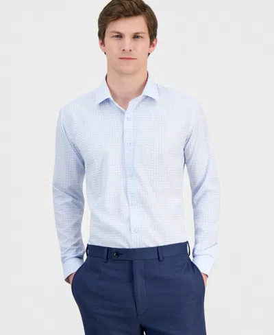 Dylan Park Men's Slim-fit Performance Four-way Stretch Dress Shirt In Blue