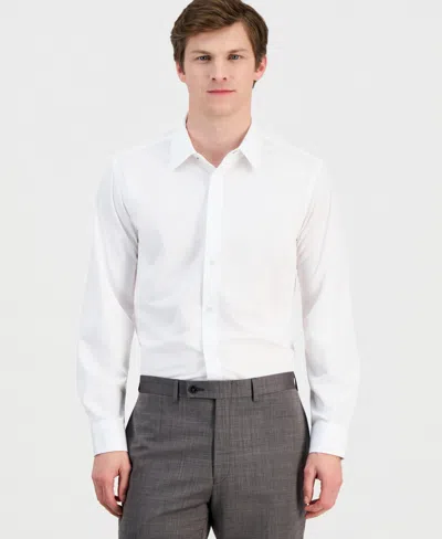 Dylan Park Men's Slim-fit Performance Four-way Stretch Dress Shirt In White
