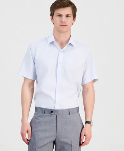 Dylan Park Men's Slim-fit Performance Four-way Stretch Short-sleeve Dress Shirt In Green