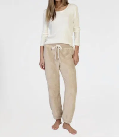 Dylan Plush Jogger In Oatmeal In White