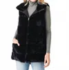 Dylan Reversible Fur With Pocket Vest In Black In Black