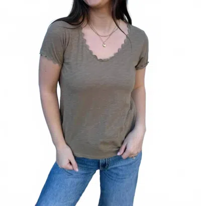 Dylan Ric Rac Tee In Olive Green In Gray
