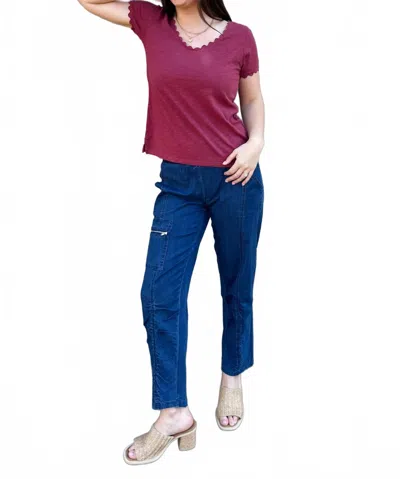 Dylan Ric-rac Tee In Raisinette In Pink
