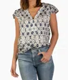 Dylan Riley Blouse With Stitch Details In Indigo
