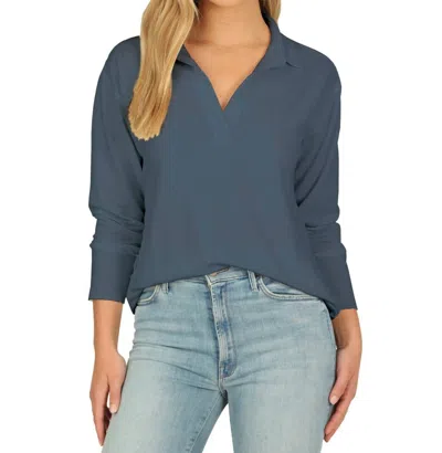 Dylan Riley Vneck Popover In Pacific Blue