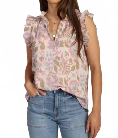 Dylan Romy Ruffle Top In Print In Multi