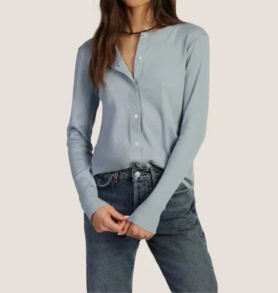 Dylan Rowan Rib Cardigan In Light Sky In Gray