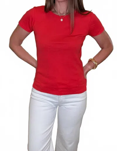 Dylan Rowan Rib Crew Neck Tee In Red