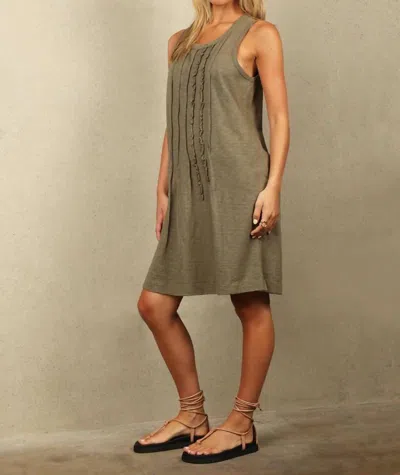 Dylan Ruffle Pintuck Sleeveless Dress In Olive In Green
