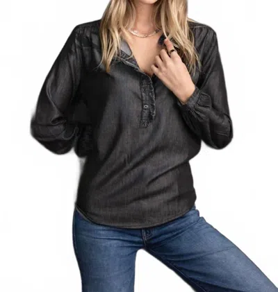 Dylan Ruffle Up Blouse In Soft Black In Multi