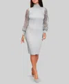 Dylan Ryan Women's Mock Neck Sweater Midi Dress In Gray