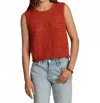Dylan Scallop Hem Crochet Sweater In Red In Red