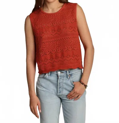 Dylan Scallop Hem Crochet Sweater In Red
