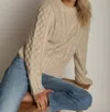 Dylan Serena Cable Knit Pullover In Oatmeal In Neutral