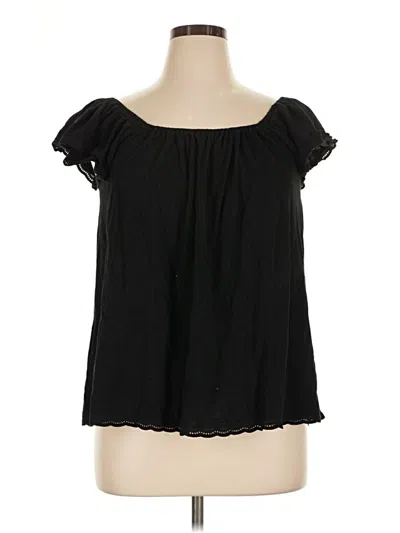Pre-owned Dylan Short Sleeve Blouse In Black