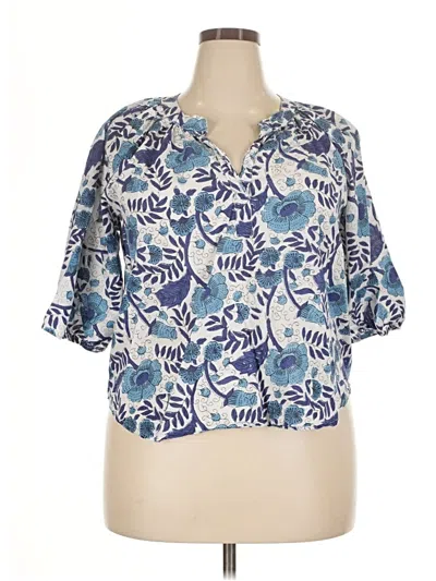 Pre-owned Dylan Short Sleeve Blouse In Blue