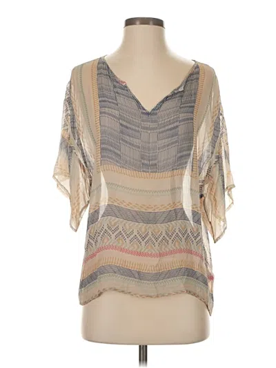 Pre-owned Dylan Short Sleeve Blouse In Brown