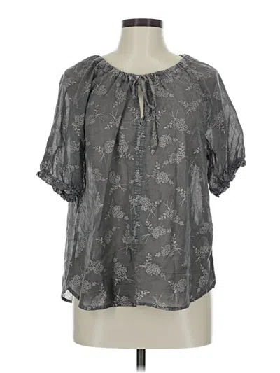 Pre-owned Dylan Short Sleeve Blouse In Gray