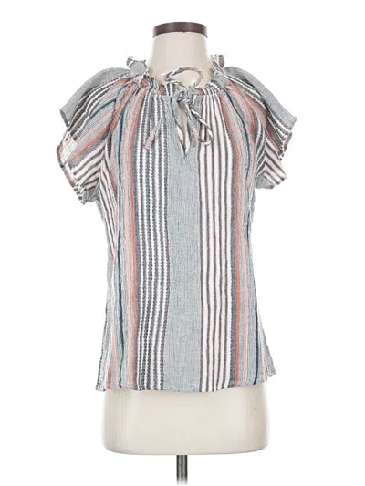 Pre-owned Dylan Short Sleeve Blouse In Gray