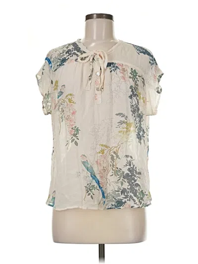 Pre-owned Dylan Short Sleeve Blouse In Ivory