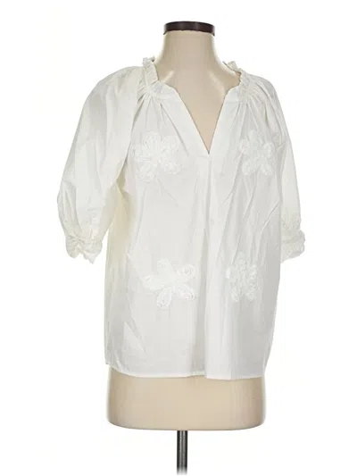 Pre-owned Dylan Short Sleeve Blouse In Ivory