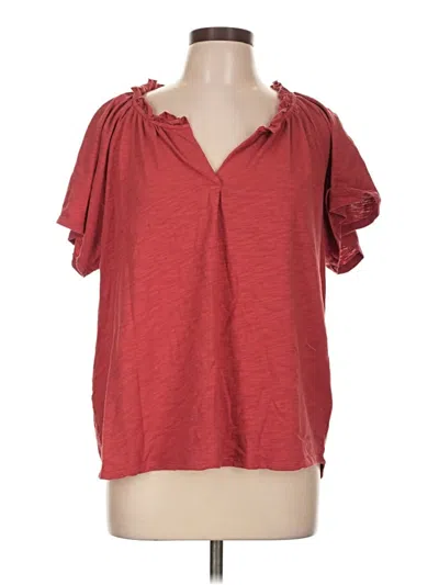 Pre-owned Dylan Short Sleeve Blouse In Red