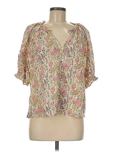 Pre-owned Dylan Short Sleeve Blouse In Tan