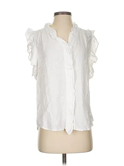 Pre-owned Dylan Short Sleeve Blouse In White