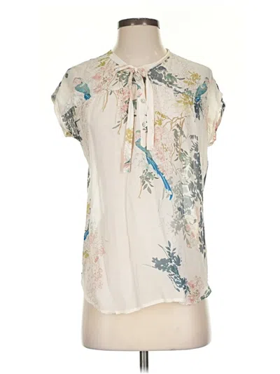 Pre-owned Dylan Short Sleeve Blouse In White