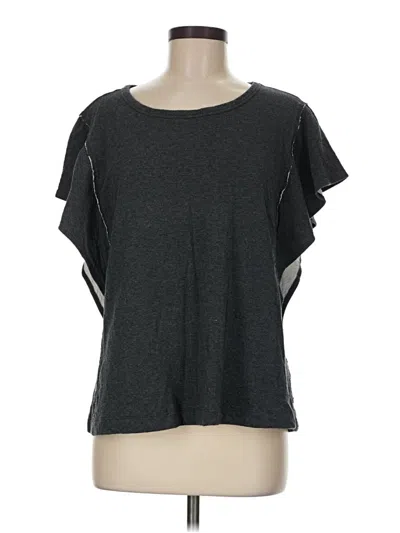 Pre-owned Dylan Short Sleeve Top Gray Cold Shoulder Neckline Tops